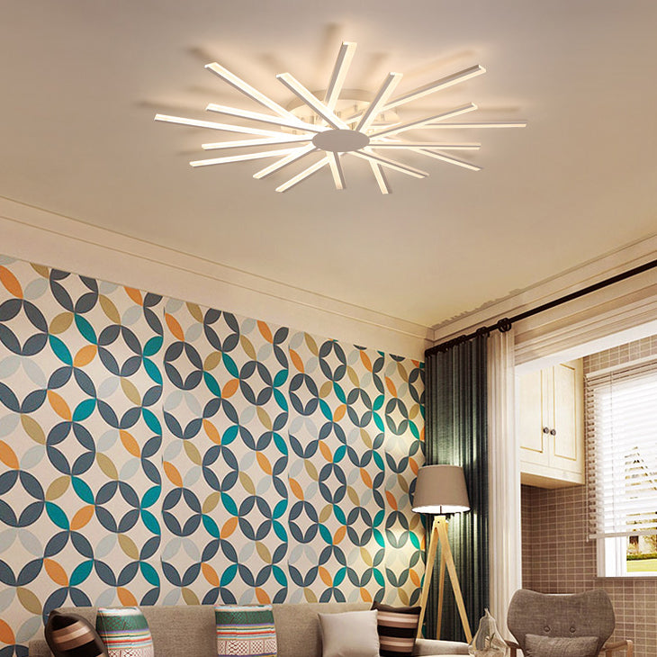 Line Shape LED Ceiling Lamp Modern Iron Flush Mount for Living Room Bedroom