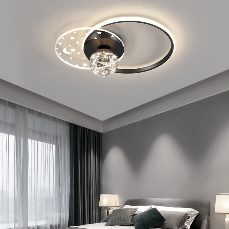 Geometry Shape LED Sky Star Ceiling Lamp Modern Iron 3 Lights Flush Mount for Bedroom