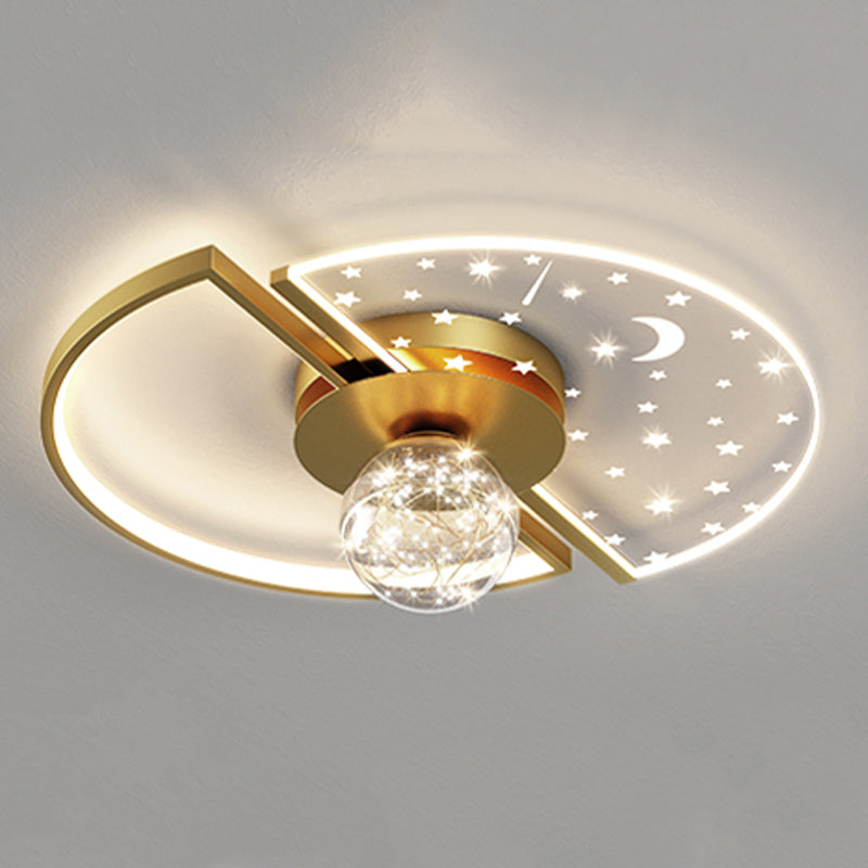 Geometry Shape LED Sky Star Ceiling Lamp Modern Iron 3 Lights Flush Mount for Bedroom