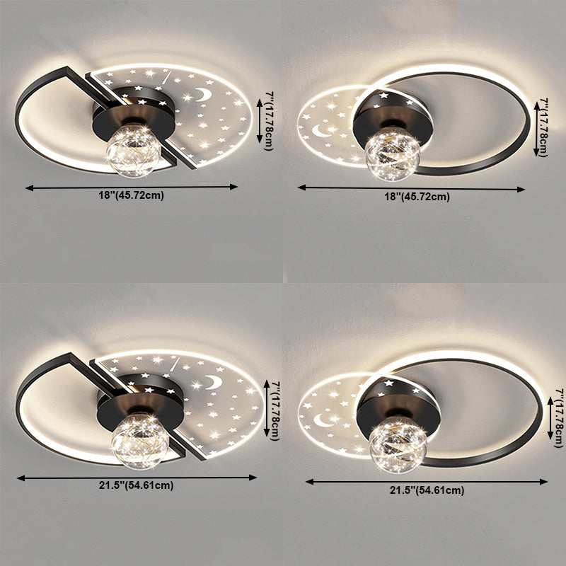 Geometry Shape LED Sky Star Ceiling Lamp Modern Iron 3 Lights Flush Mount for Bedroom
