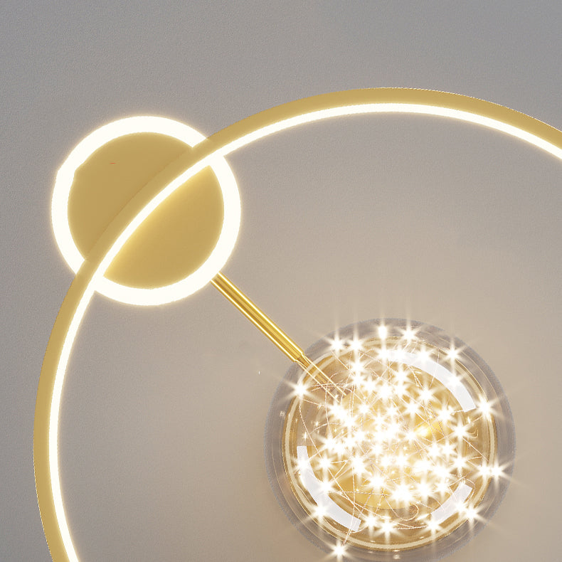 Round Shape LED Sky Star Ceiling Lamp Modern Iron 3 Lights Flush Mount for Dining Room