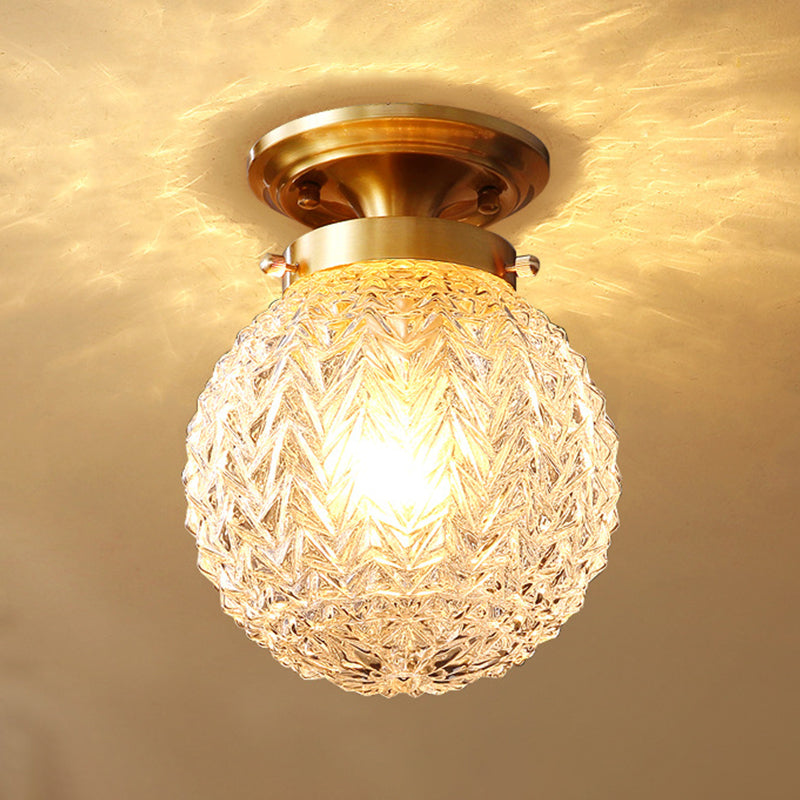 Glass Shaded Close to Ceiling Lighting Vintage-Style Aisle Close to Ceiling Light in Gold