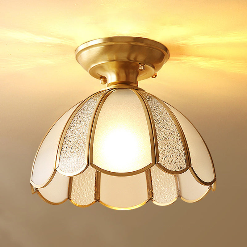 Glass Shaded Close to Ceiling Lighting Vintage-Style Aisle Close to Ceiling Light in Gold