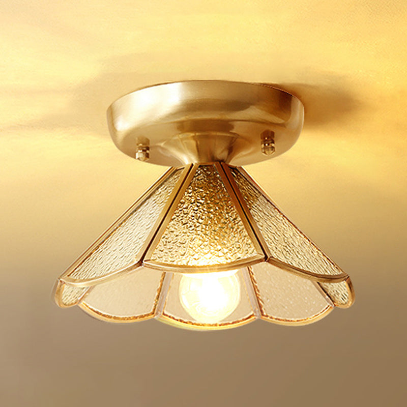 Glass Shaded Close to Ceiling Lighting Vintage-Style Aisle Close to Ceiling Light in Gold