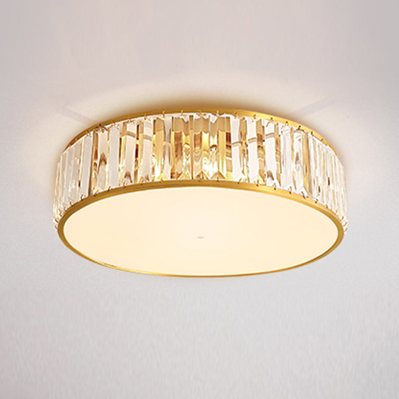 Shaded Glass Close to Ceiling Light Vintage Bedroom Ceiling Light Fixture in Gold