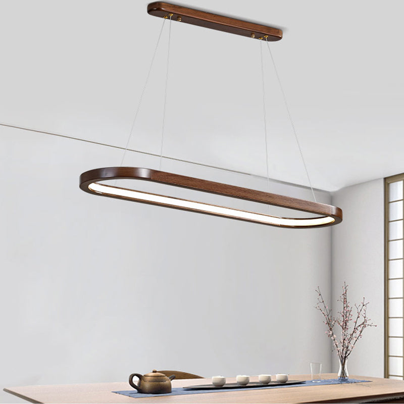 Modern 1-Light Pendant Lighting Wood Oval Island Pendant Light for Kitchen Island