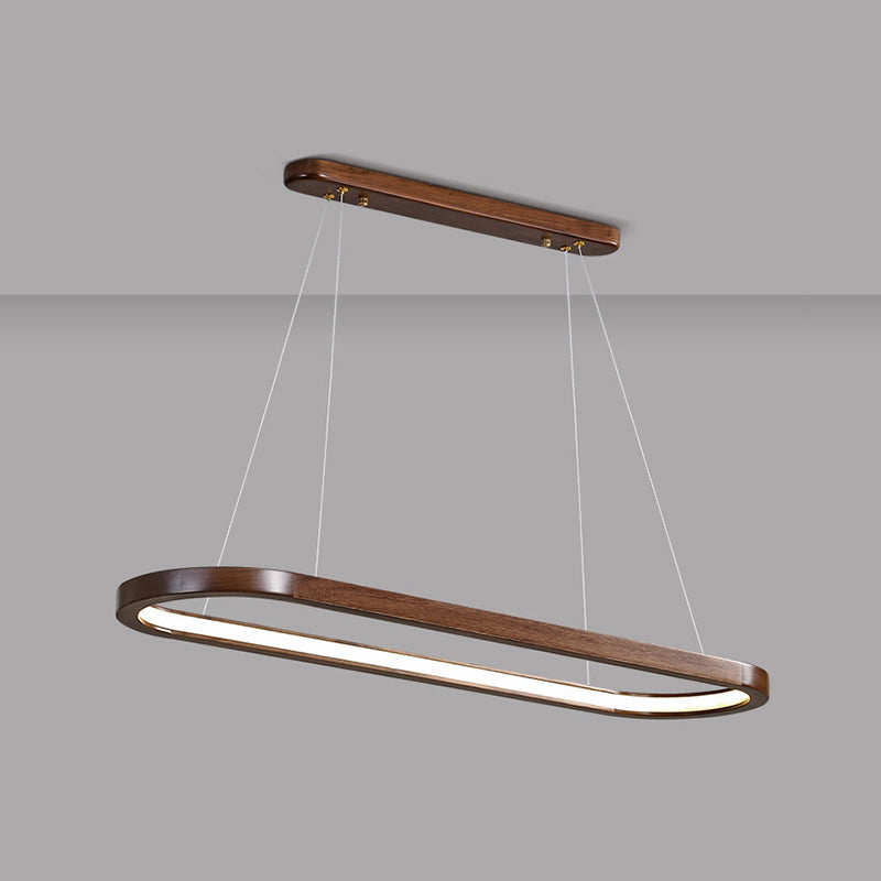 Modern 1-Light Pendant Lighting Wood Oval Island Pendant Light for Kitchen Island