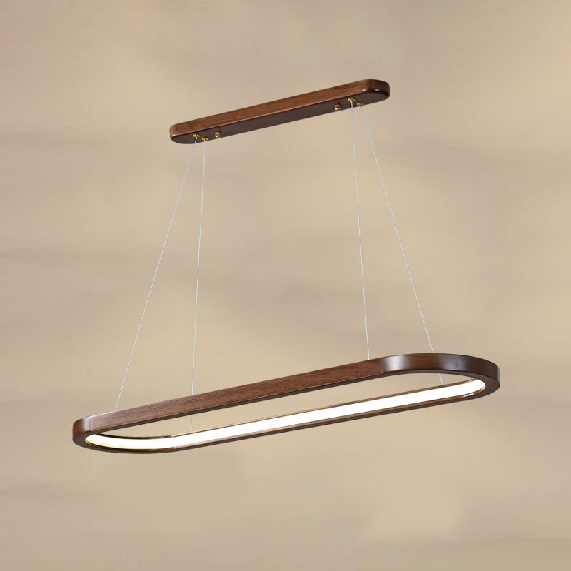 Modern 1-Light Pendant Lighting Wood Oval Island Pendant Light for Kitchen Island