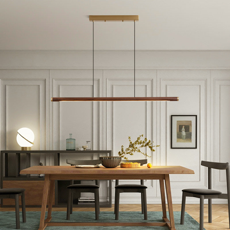 Modern Pendant Lighting for Kitchen Island Linear Island Pendant Light Wood 1-Light