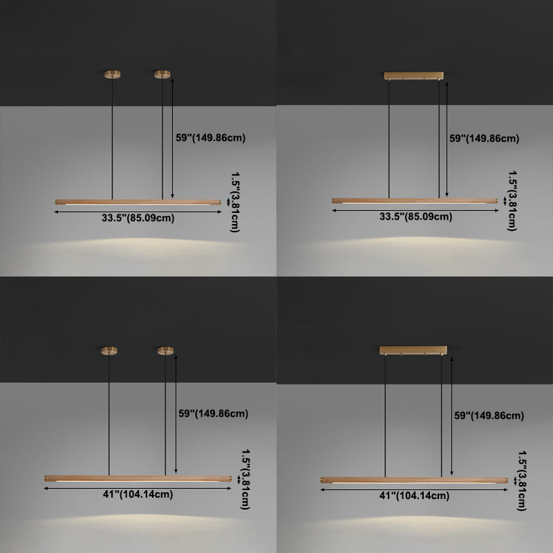 Modern Pendant Lighting for Kitchen Island Linear Island Pendant Light Wood 1-Light