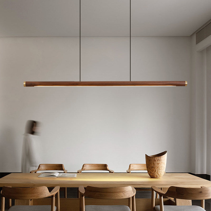 Modern Pendant Lighting for Kitchen Island Linear Island Pendant Light Wood 1-Light
