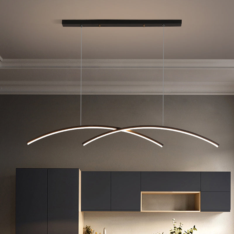 Contemporary Island Light Linear Metal 2 Light Island Lights for Kitchen