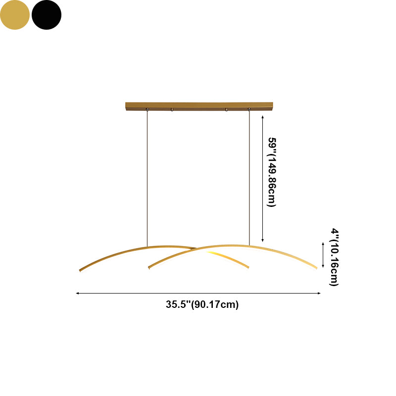 Contemporary Island Light Linear Metal 2 Light Island Lights for Kitchen