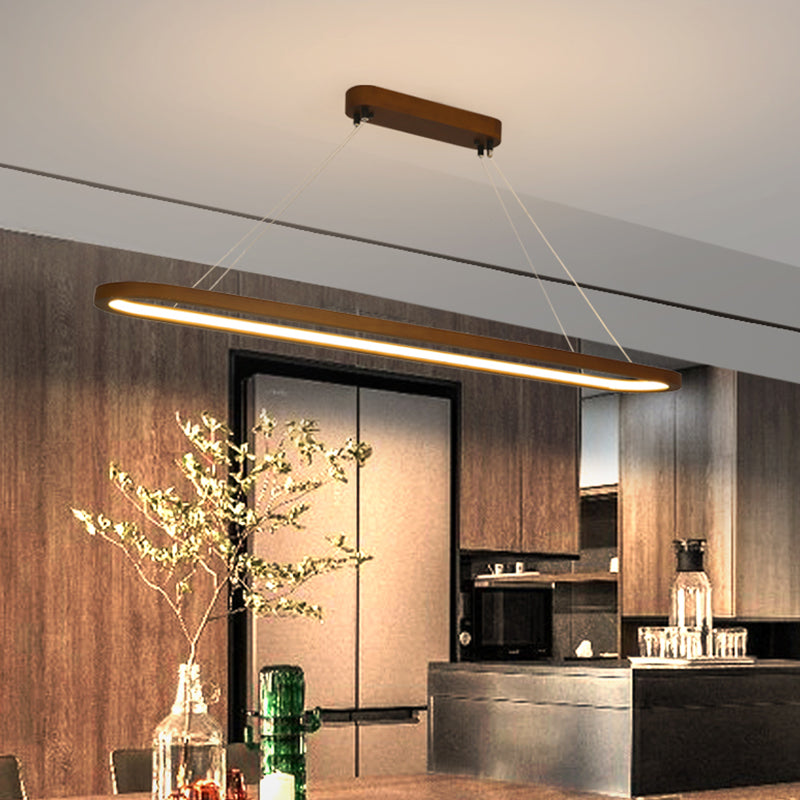 Contemporary Wood Kitchen Pendant Light Oval 1 Light Ceiling Pendant Light
