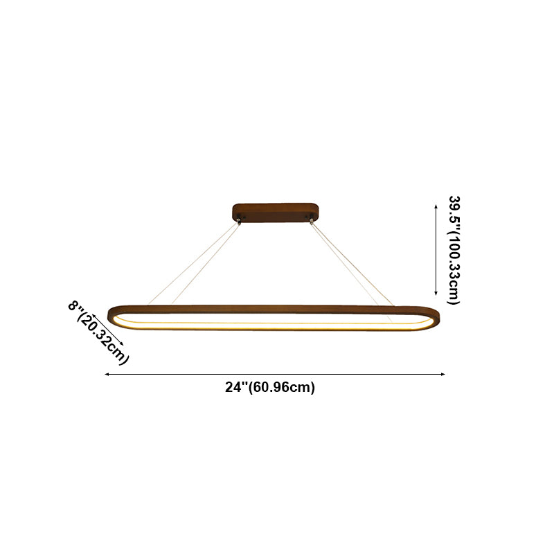 Contemporary Wood Kitchen Pendant Light Oval 1 Light Ceiling Pendant Light