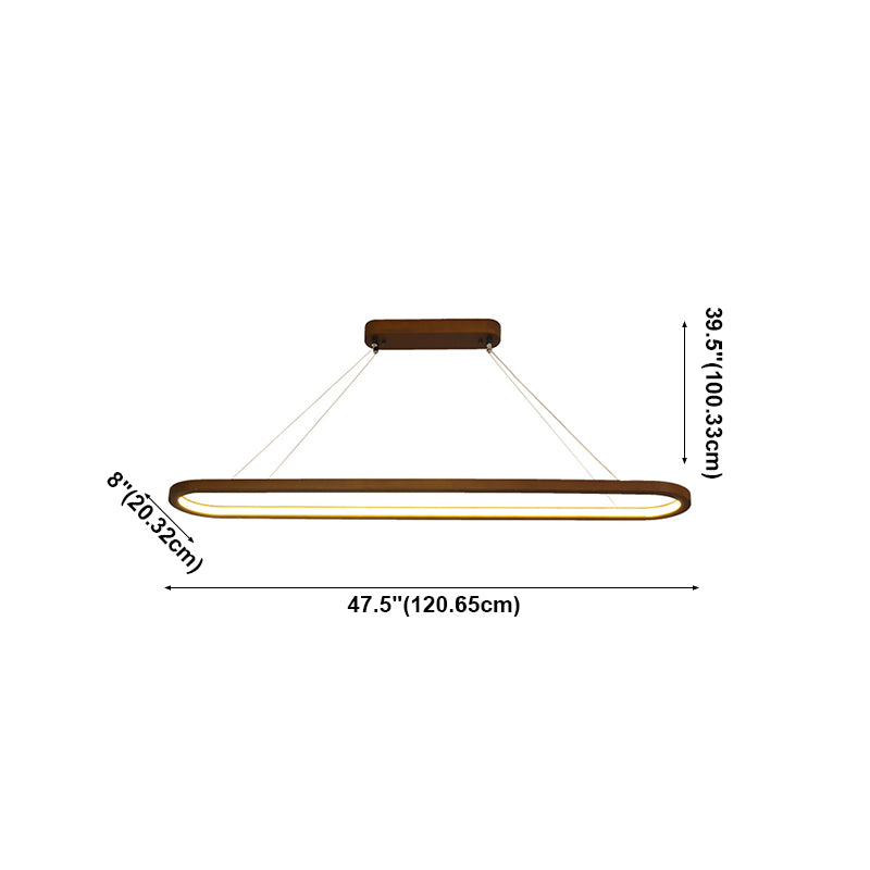 Contemporary Wood Kitchen Pendant Light Oval 1 Light Ceiling Pendant Light