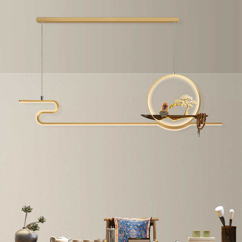Contemporary Kitchen Pendant Lights Linear Hanging Light Fixtures Metal 2 Light