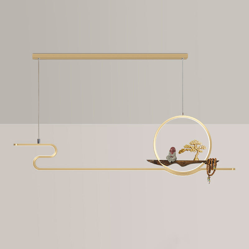 Contemporary Kitchen Pendant Lights Linear Hanging Light Fixtures Metal 2 Light