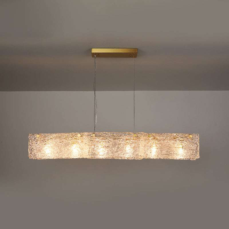 Modern Style Rectangle Hanging Island Lights Glass Pendant Light Fixtures