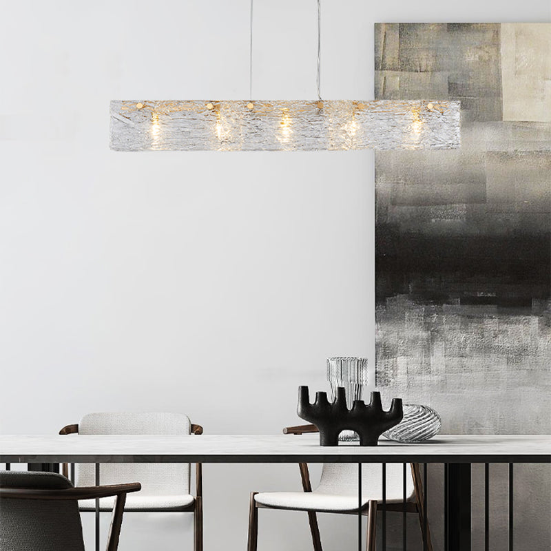 Modern Style Rectangle Hanging Island Lights Glass Pendant Light Fixtures
