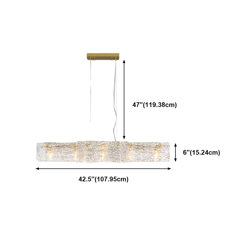 Modern Style Rectangle Hanging Island Lights Glass Pendant Light Fixtures