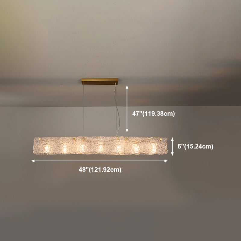 Modern Style Rectangle Hanging Island Lights Glass Pendant Light Fixtures