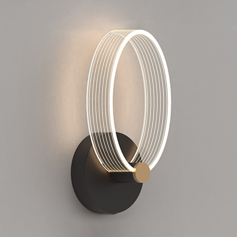 Metal Geometric Wall Light Nordic Style LED Wall Sconce in Black for Bedroom