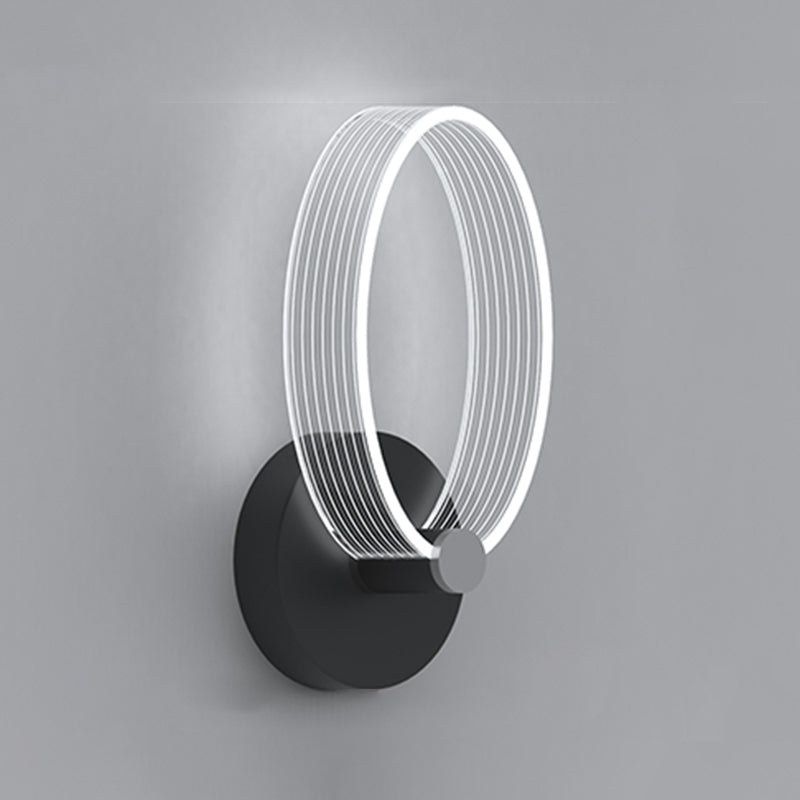 Metal Geometric Wall Light Nordic Style LED Wall Sconce in Black for Bedroom