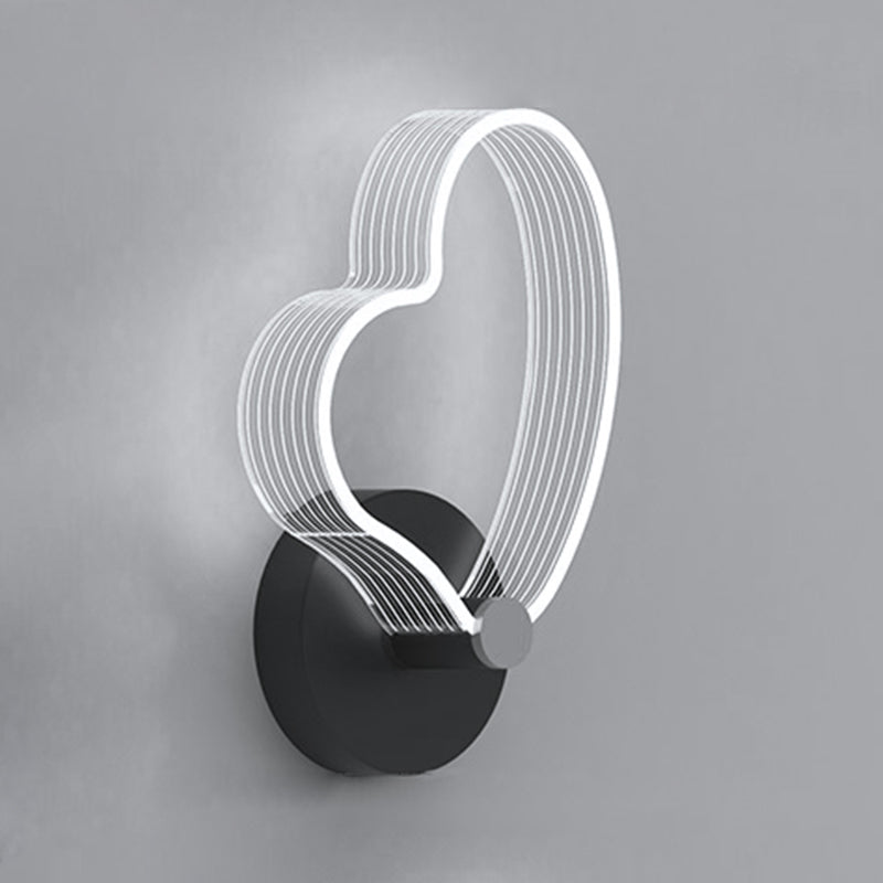 Metal Geometric Wall Light Nordic Style LED Wall Sconce in Black for Bedroom