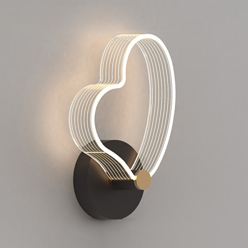 Metal Geometric Wall Light Nordic Style LED Wall Sconce in Black for Bedroom