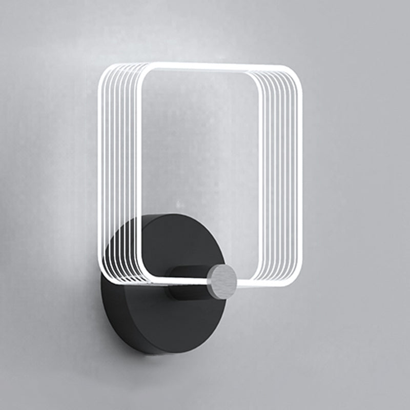Metal Geometric Wall Light Nordic Style LED Wall Sconce in Black for Bedroom