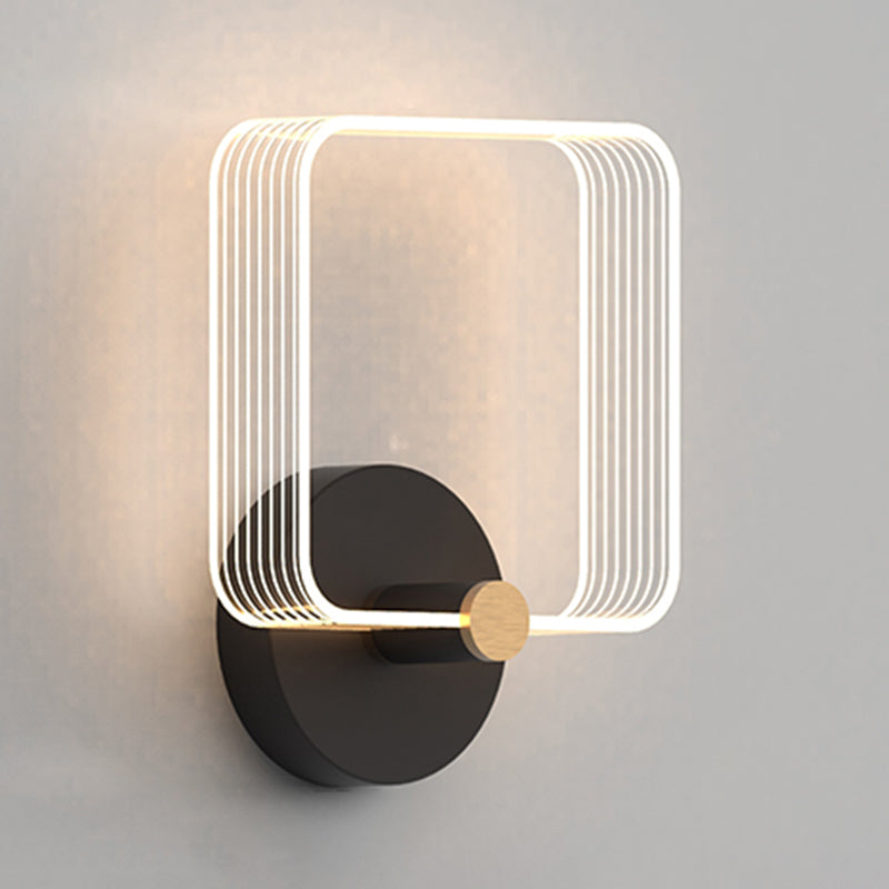 Metal Geometric Wall Light Nordic Style LED Wall Sconce in Black for Bedroom