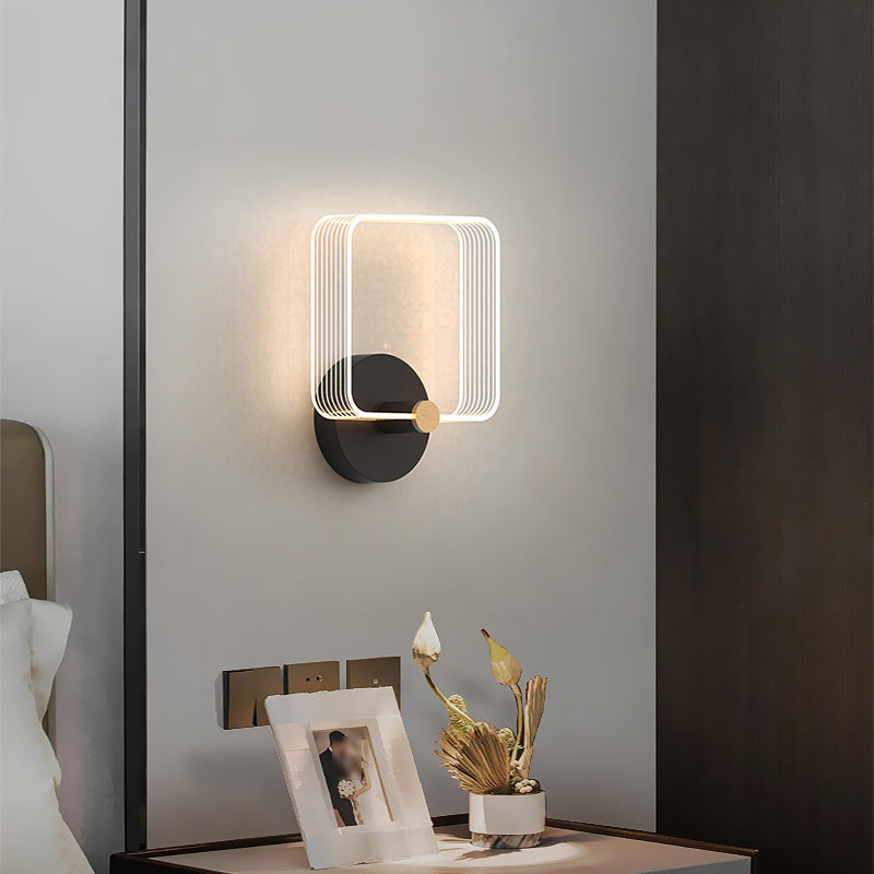 Metal Geometric Wall Light Nordic Style LED Wall Sconce in Black for Bedroom
