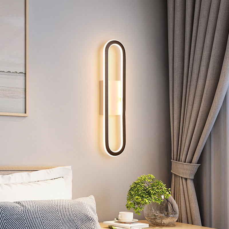 Oval Shape Metal Wall Light Modern Style 1 Light Wall Mount Light