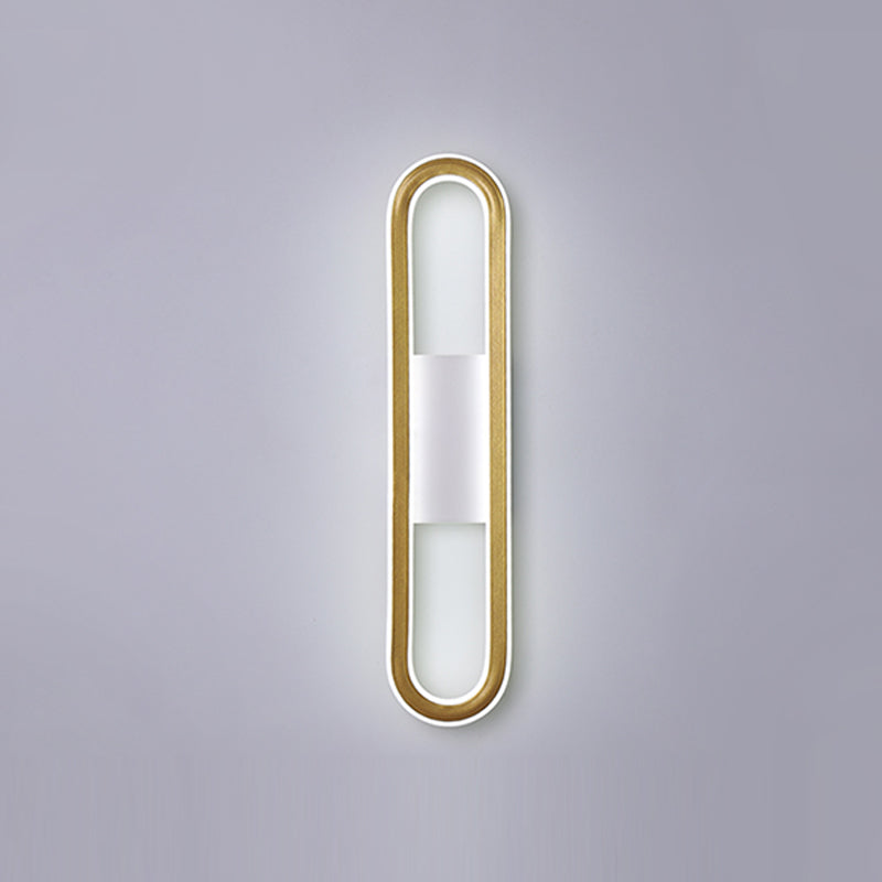 Oval Shape Metal Wall Light Modern Style 1 Light Wall Mount Light