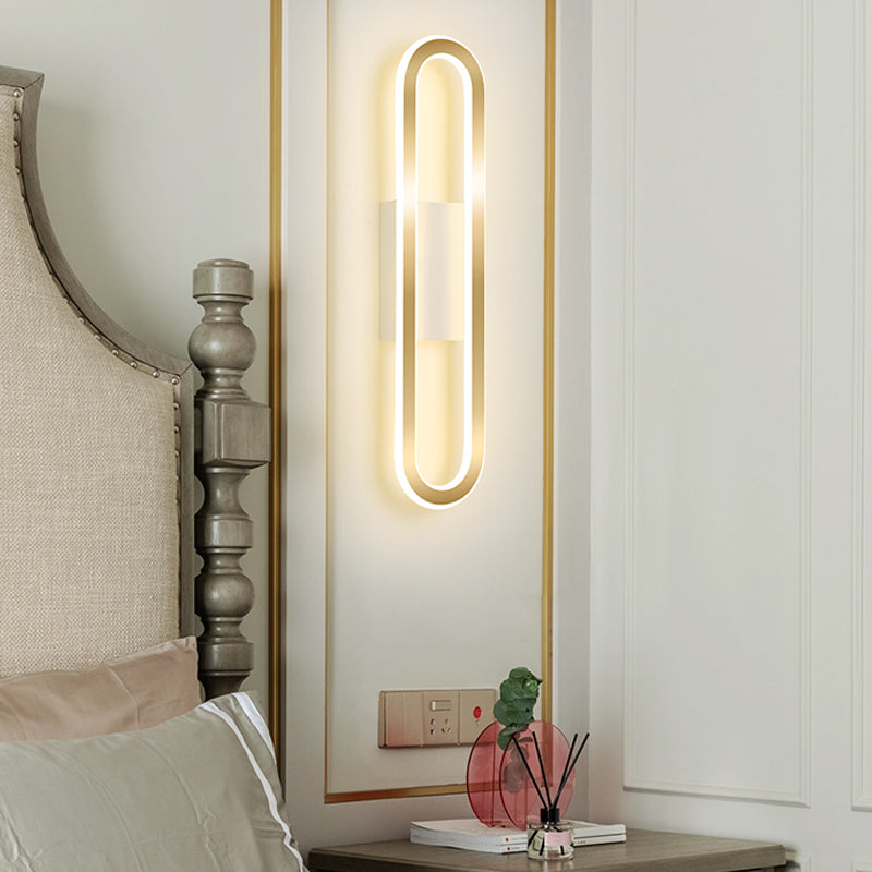 Oval Shape Metal Wall Light Modern Style 1 Light Wall Mount Light