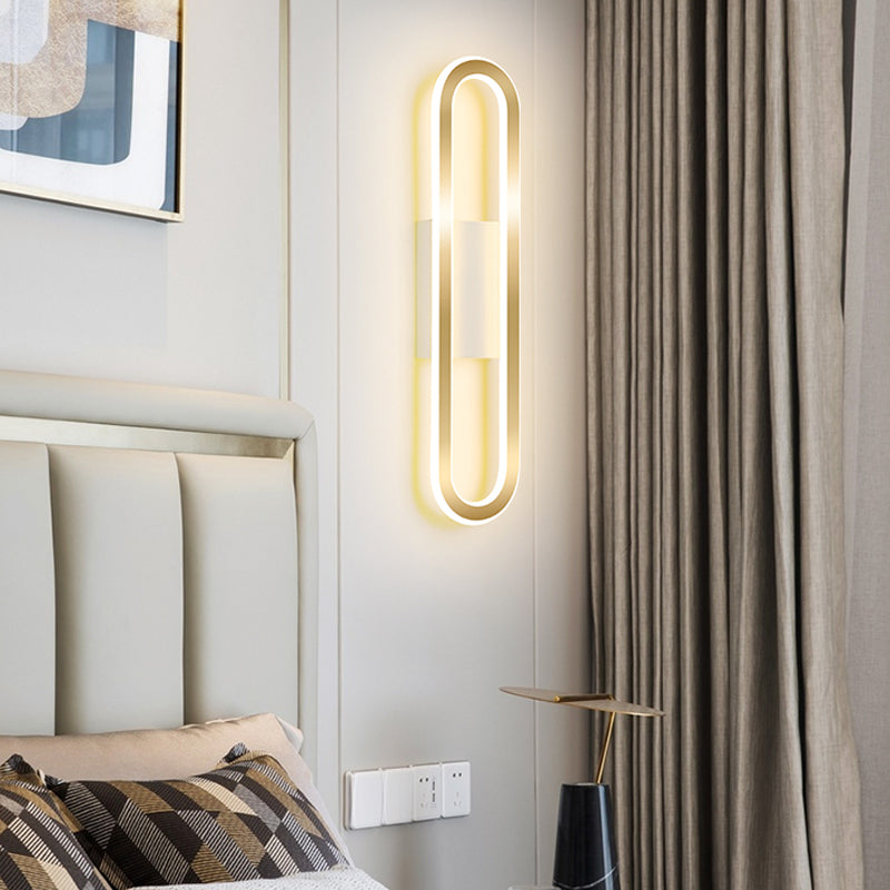 Oval Shape Metal Wall Light Modern Style 1 Light Wall Mount Light