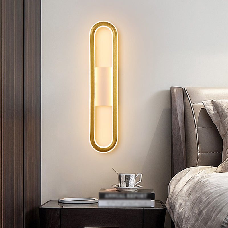 Oval Shape Metal Wall Light Modern Style 1 Light Wall Mount Light