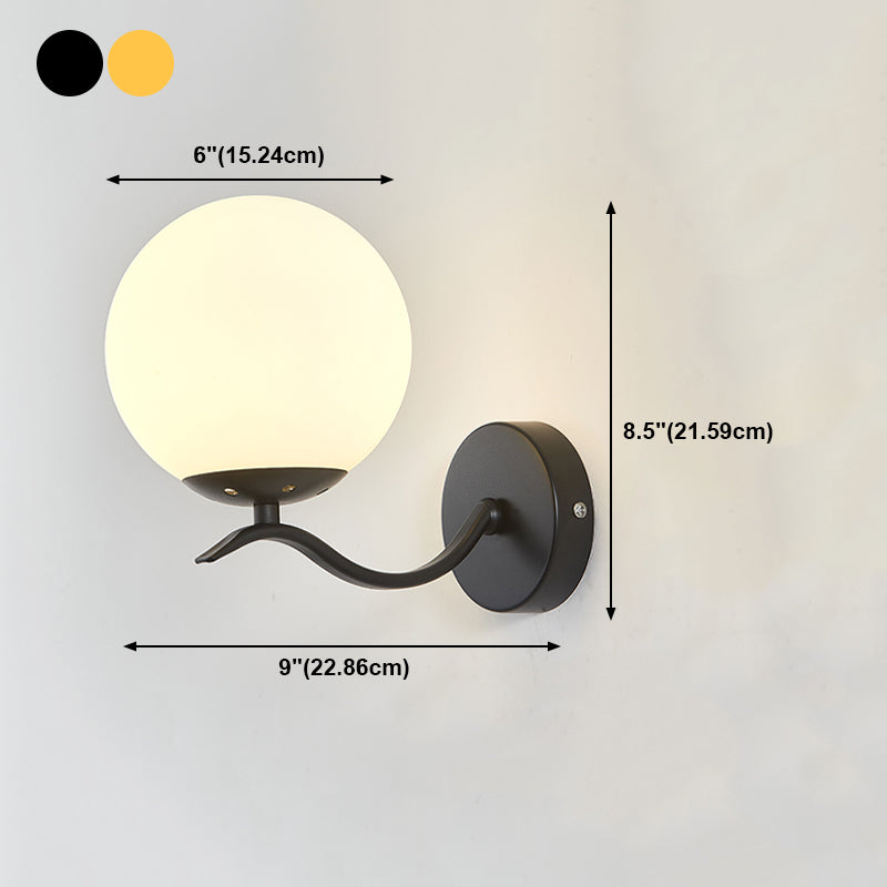 1 Light Ball Wall Lighting Fixtures Modern Style Glass Wall Mounted Lights