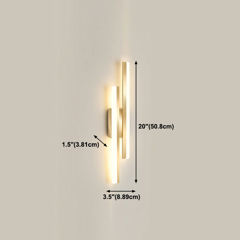 Linear Shape Metal Wall Lights Modern Style 2 Light Wall Mounted Light Fixtures in Gold