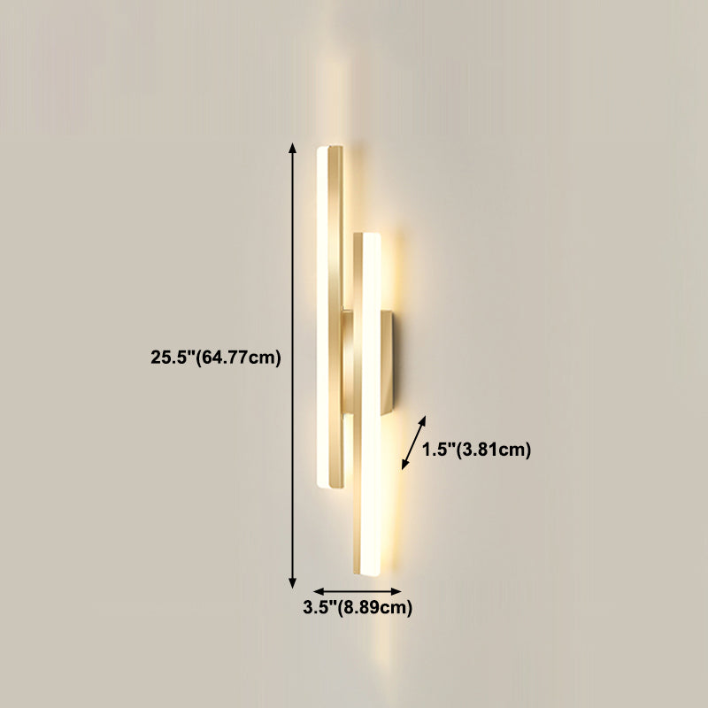 Linear Shape Metal Wall Lights Modern Style 2 Light Wall Mounted Light Fixtures in Gold