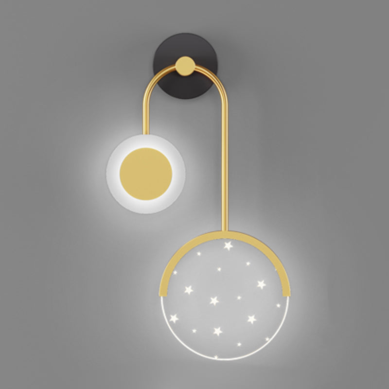 Modern Metal Wall Light Geometric 2 Lights LED Wall Sconce for Bedroom