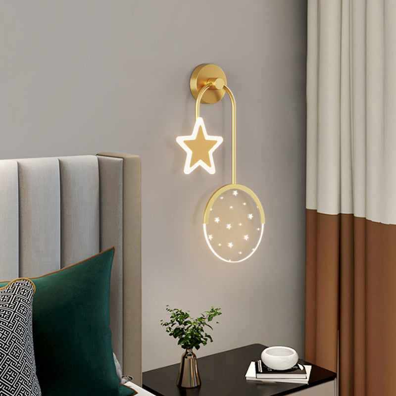Modern Metal Wall Light Geometric 2 Lights LED Wall Sconce for Bedroom