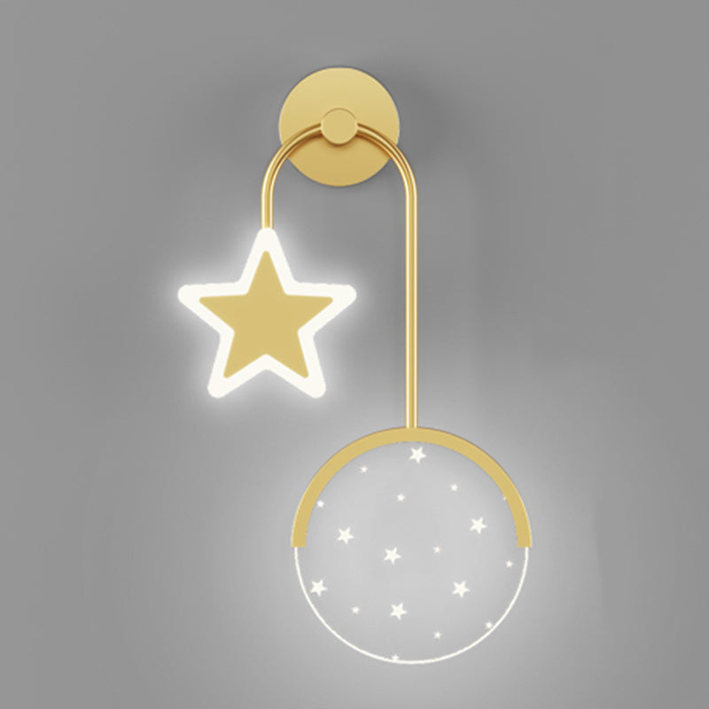 Modern Metal Wall Light Geometric 2 Lights LED Wall Sconce for Bedroom