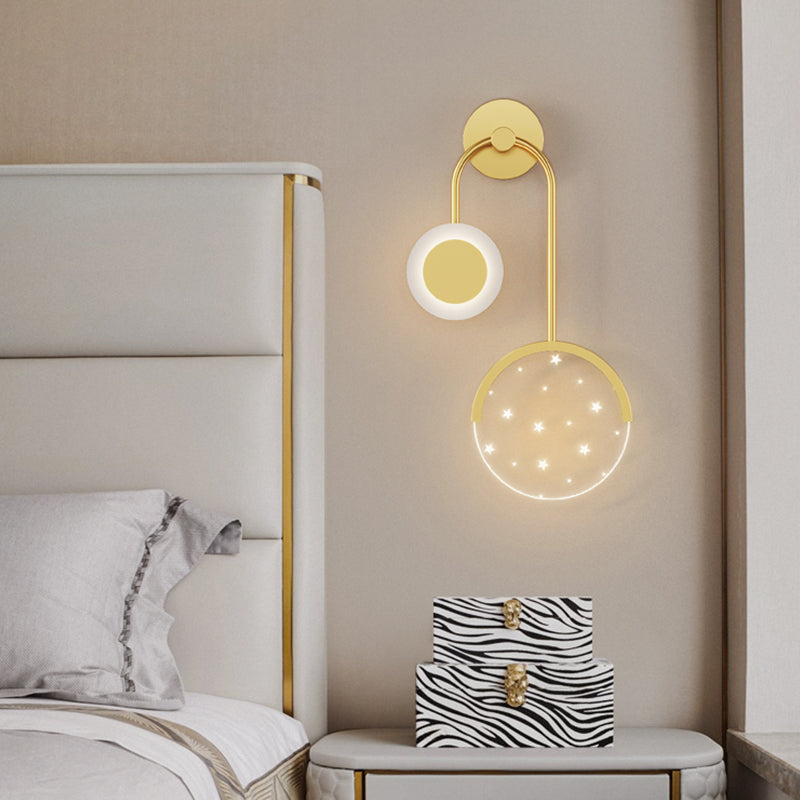Modern Metal Wall Light Geometric 2 Lights LED Wall Sconce for Bedroom