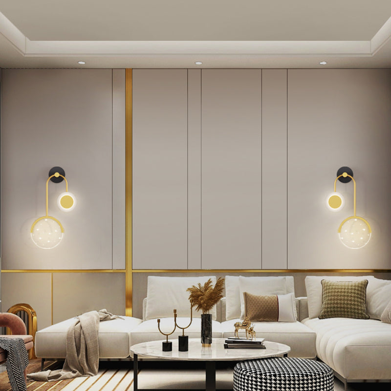 Modern Metal Wall Light Geometric 2 Lights LED Wall Sconce for Bedroom