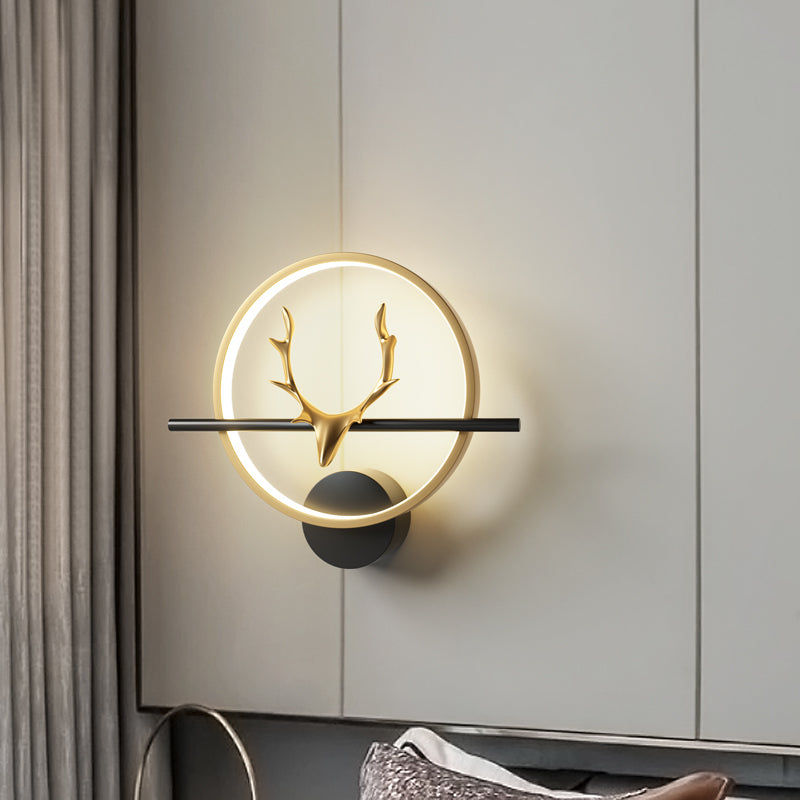 Metal Round Shape Wall Light Modern Style 1 Light Wall Mounted Light Fixtures