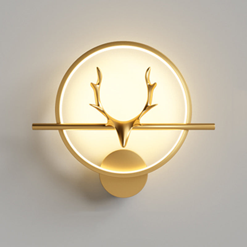 Metal Round Shape Wall Light Modern Style 1 Light Wall Mounted Light Fixtures