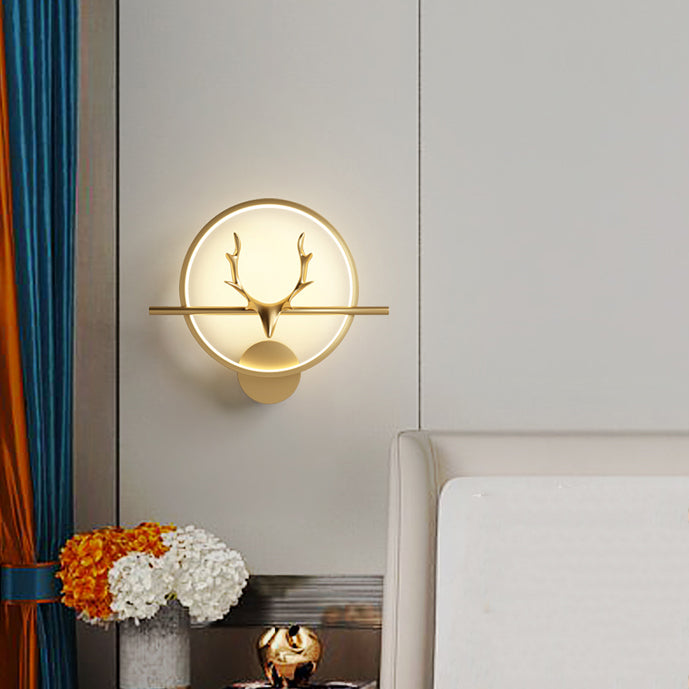 Metal Round Shape Wall Light Modern Style 1 Light Wall Mounted Light Fixtures