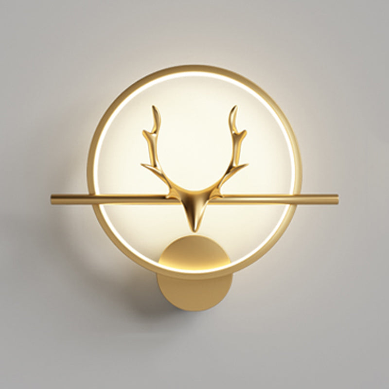 Metal Round Shape Wall Light Modern Style 1 Light Wall Mounted Light Fixtures